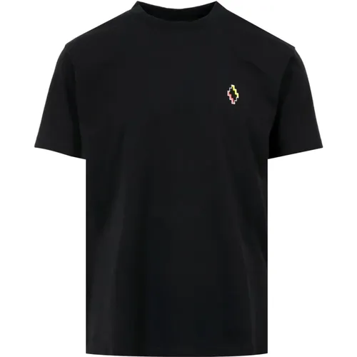 Schwarzes T-Shirt mit Grafikdruck und Logo - Marcelo Burlon - Modalova