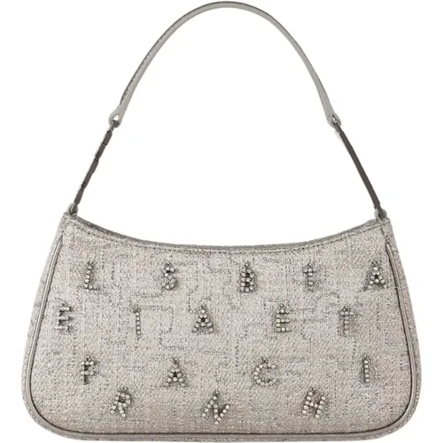 Grey Lurex Tweed Shoulder Bag , female, Sizes: ONE SIZE - Elisabetta Franchi - Modalova