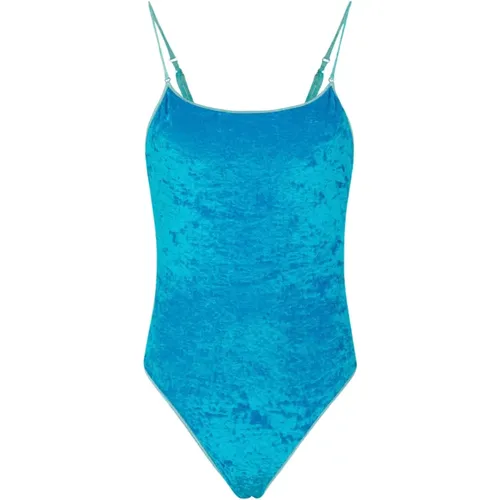 Blauer Chenille Monokini Badeanzug , Damen, Größe: S - Me-Fui - Modalova