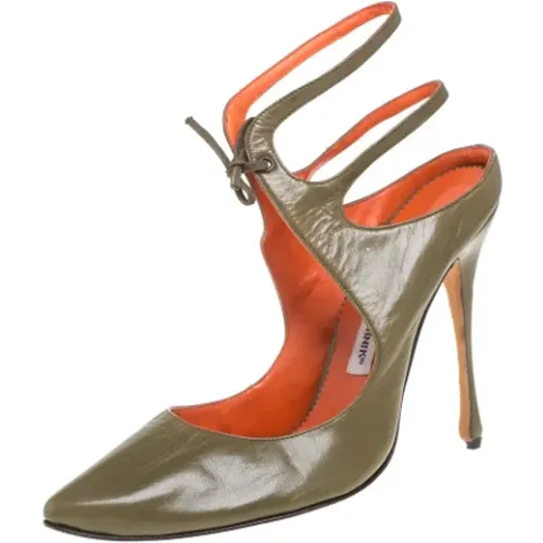 Pre-owned Leather sandals , female, Sizes: 6 1/2 UK - Manolo Blahnik Pre-owned - Modalova