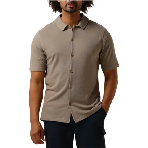 Taupe Casual Button Up Hemd , Herren, Größe: XL - Pure Path - Modalova