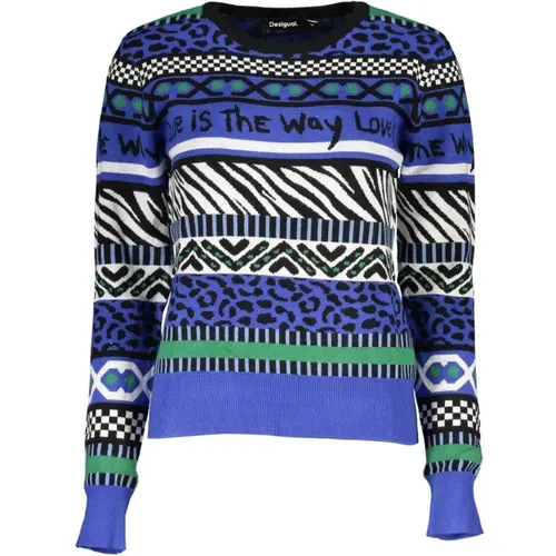 Long-Sleeved Sweater with Contrast Details and Logo , female, Sizes: XL, L, S - Desigual - Modalova