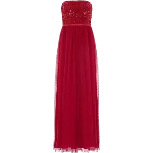 Rotes Maxi-Trägerloses Kleid , Damen, Größe: XS - Needle & Thread - Modalova