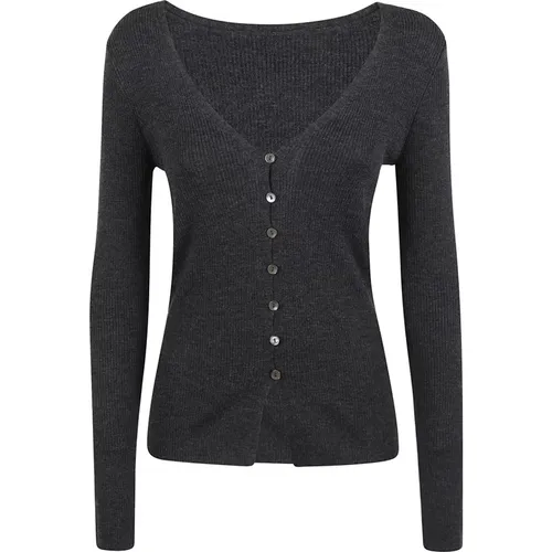 Grauer Rippstrick-Cardigan Aw24 , Damen, Größe: L - P.A.R.O.S.H. - Modalova