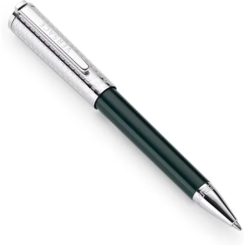 Olympia Ballpoint Pen Silver/Green , unisex, Sizes: ONE SIZE - Versace - Modalova