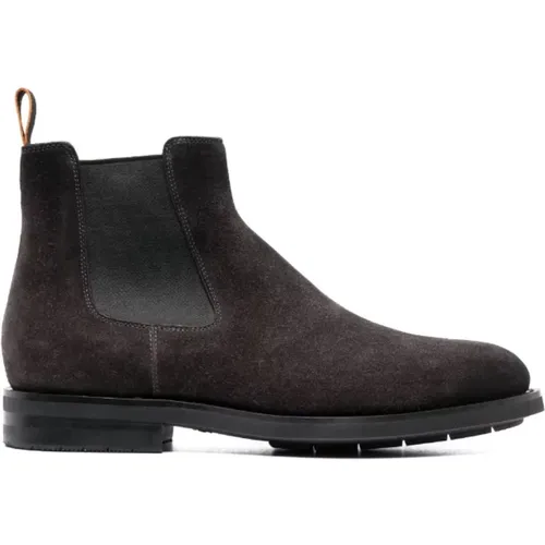 Cedarbraune Wildleder Stiefeletten , Herren, Größe: 42 EU - Santoni - Modalova