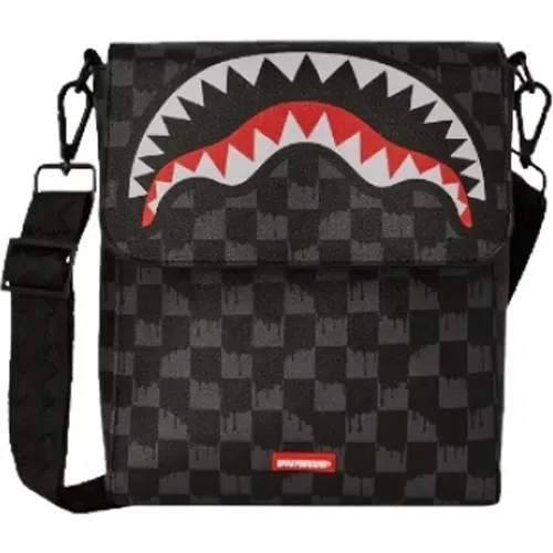 Drip Check Shark Crossbody Bag , male, Sizes: ONE SIZE - Sprayground - Modalova