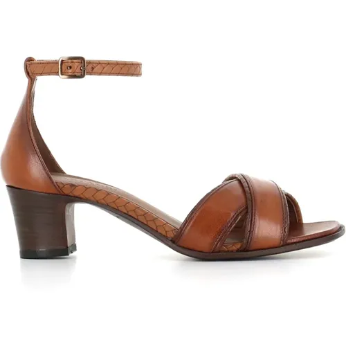 Cognac Leather Sandal with Ankle Strap , female, Sizes: 4 UK, 6 UK, 3 UK, 5 UK, 4 1/2 UK, 5 1/2 UK - Pantanetti - Modalova