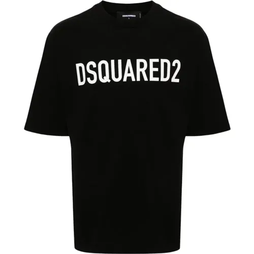 Schwarzes Logo Print Jersey T-shirt,Schwarzes Logo Print T-shirt - Dsquared2 - Modalova