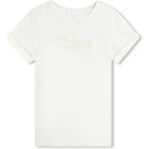 Weißes T-Shirt mit kurzen Ärmeln - Chloé - Modalova
