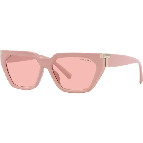 Rosa/Hellrosa Sonnenbrille , Damen, Größe: 56 MM - Tiffany - Modalova