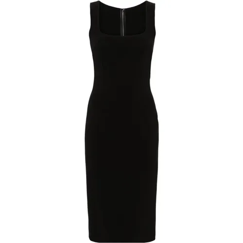 Sleeveless Midi Dress with U-Neckline , female, Sizes: L, M, XS - Dolce & Gabbana - Modalova