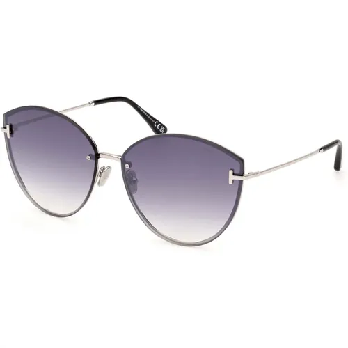 Evangeline Sonnenbrille Glänzend Palladium/Grau , Damen, Größe: 63 MM - Tom Ford - Modalova