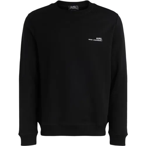 Schwarzer Baumwoll-Herren-Sweatshirt mit weißem Logo , Herren, Größe: S - A.P.C. - Modalova