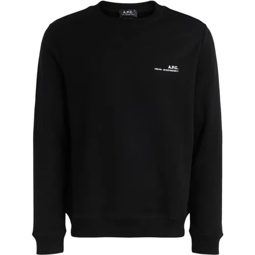 Schwarzer Baumwoll-Herren-Sweatshirt mit weißem Logo - A.p.c. - Modalova