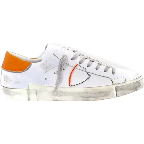 Weiße flache Schuhe mit Vintage-Details , Herren, Größe: 41 EU - Philippe Model - Modalova