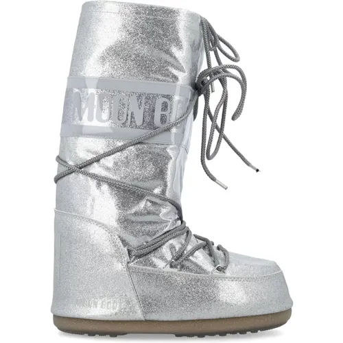 Silber Glitter High-Top Schuhe - moon boot - Modalova