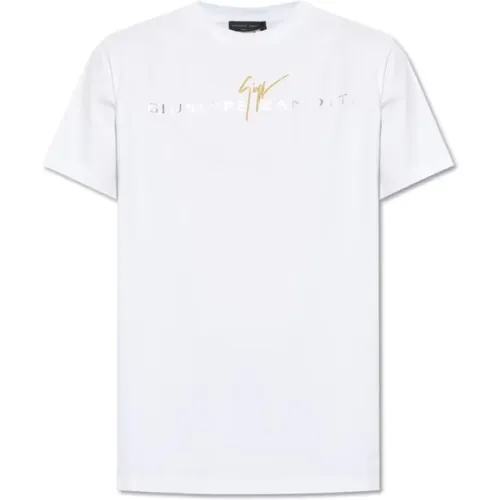 Weiße Baumwoll-Logo-T-Shirt - giuseppe zanotti - Modalova