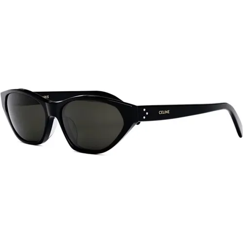 Schwarze Sonnenbrille mit glänzendem Finish , Damen, Größe: 57 MM - Celine - Modalova