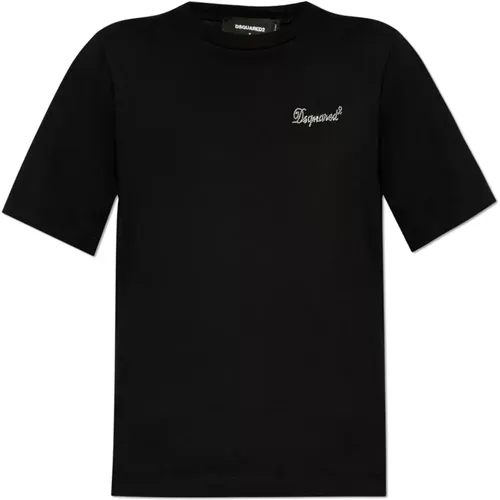 T-Shirt mit schimmernden Kristallen , Damen, Größe: M - Dsquared2 - Modalova