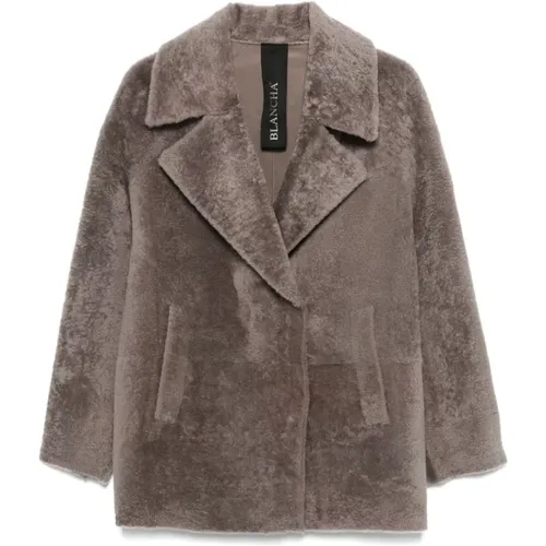 Taupe Grey Shearling Jacket , female, Sizes: M - Blancha - Modalova