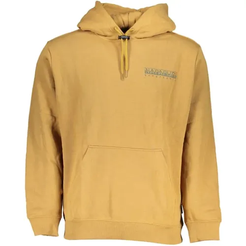 Beiger Kapuzenpullover Fleece Komfort , Herren, Größe: M - Napapijri - Modalova