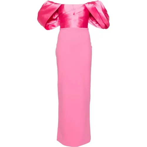 Rosa Off-Shoulder Kleid mit Gerafften Details , Damen, Größe: L - Solace London - Modalova