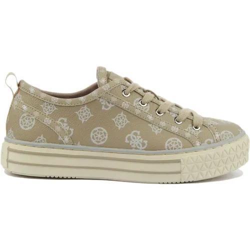 Cream Women's Sneakers with 4G Peony Print , female, Sizes: 4 UK - Guess - Modalova