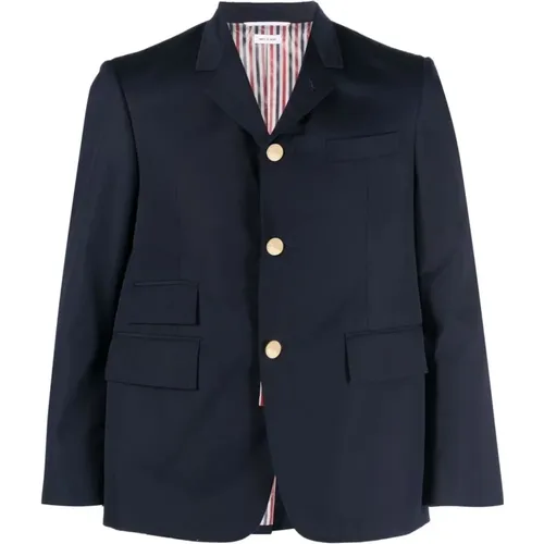 Cotton Jacket with Tricolor Stripe Detail , male, Sizes: M - Thom Browne - Modalova