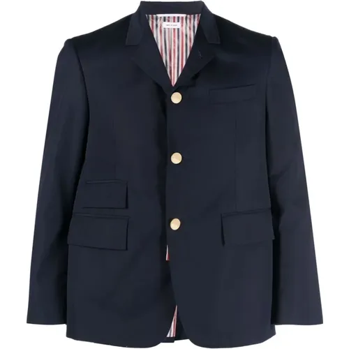 Cotton Jacket with Tricolor Stripe Detail , male, Sizes: S, M - Thom Browne - Modalova