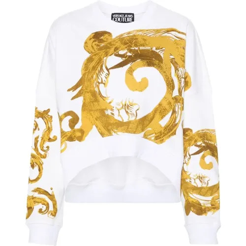 Sweaters with Watercolor Baroque Design , female, Sizes: 2XS - Versace Jeans Couture - Modalova