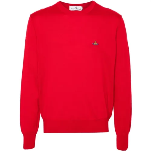 Roter Strickpullover mit Orb-Logo , Herren, Größe: XL - Vivienne Westwood - Modalova