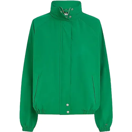 Grüne Nylon Kurze Regatta Jacke , Damen, Größe: M - Tommy Hilfiger - Modalova