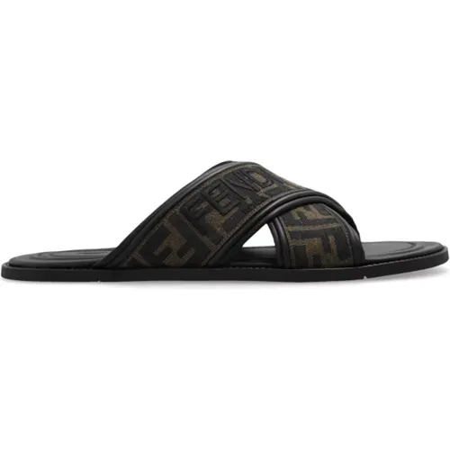 Slides with logo , male, Sizes: 4 UK - Fendi - Modalova