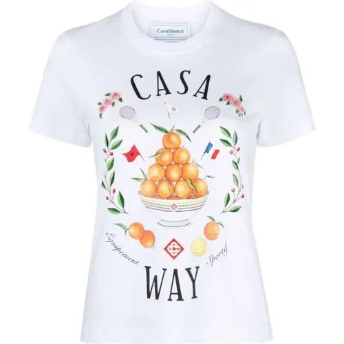Bio-Baumwoll T-Shirt mit Grafikdruck , Damen, Größe: XS - Casablanca - Modalova