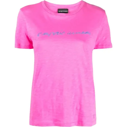 Cotton Logo Women`s T-Shirt , female, Sizes: M - Emporio Armani - Modalova