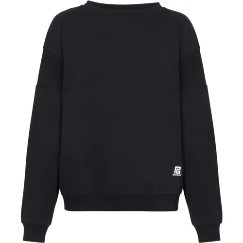 Eco-designed cotton sweatshirt with logo print , male, Sizes: L, M - Balmain - Modalova