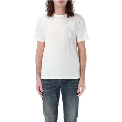 Flower Embroidery T-Shirt for Men , male, Sizes: S - Valentino Garavani - Modalova