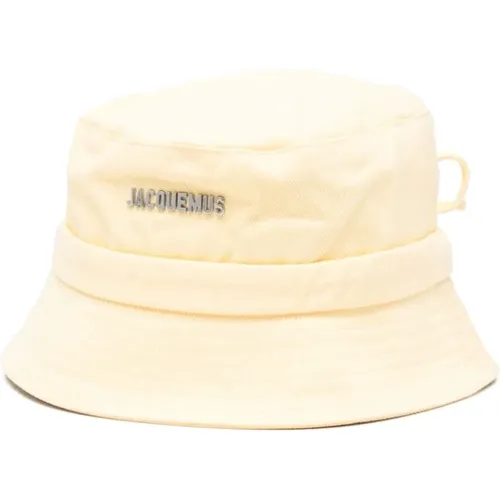 Yellow Cotton Strap Detailing Flat Brim Hat , unisex, Sizes: 58 CM, 60 CM - Jacquemus - Modalova