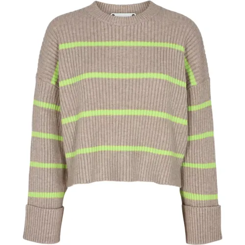 Row Stripe Box Crop O-Knit Sweater - Co'Couture - Modalova