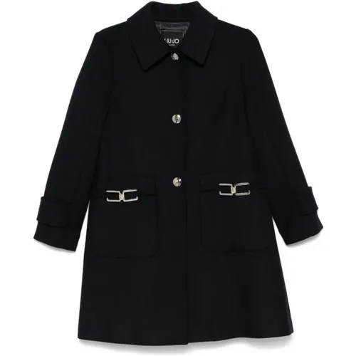 Wool Coat with Chain Detail , female, Sizes: S, M - Liu Jo - Modalova