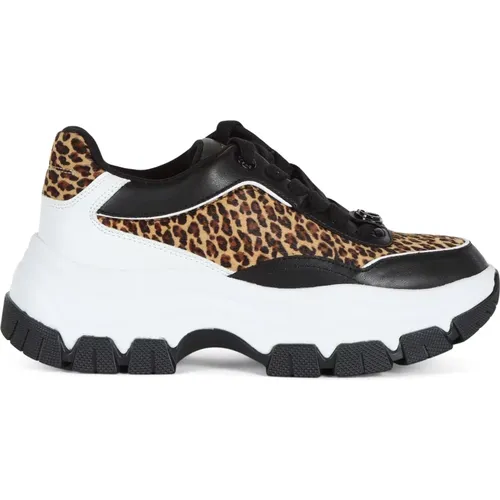 Chunky Ecoleather Sneakers mit Animal Print Einsätzen , Damen, Größe: 37 EU - Guess - Modalova