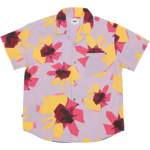 Floral Print Camp Collar Shirt , male, Sizes: L - Obey - Modalova