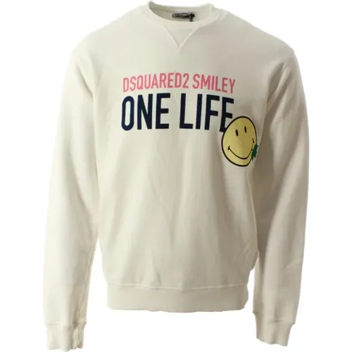 Cool Fit Smiley Movement Weißer Pullover - Dsquared2 - Modalova