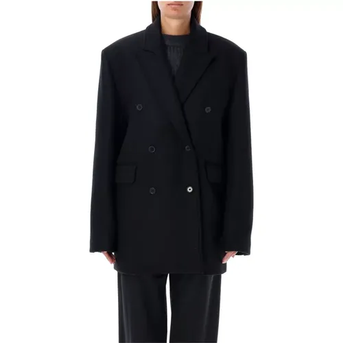 Schwarzer Wollmischung Blazer Peacoat - Loulou Studio - Modalova