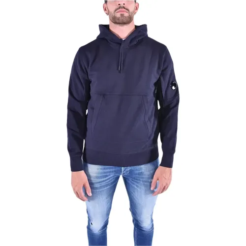 Blaue Diagonale Fleece-Kapuzenpullover , Herren, Größe: L - C.P. Company - Modalova