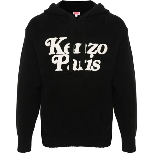 Schwarzer Grobstrick Kapuzenpullover - Kenzo - Modalova