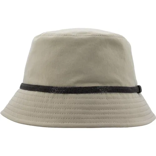 Refined Bucket Hat with Jewel Embroidery , female, Sizes: S - BRUNELLO CUCINELLI - Modalova