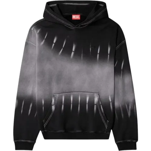 Schwarzer Tie-Dye Hoodie Lässige Passform , Herren, Größe: XL - Diesel - Modalova