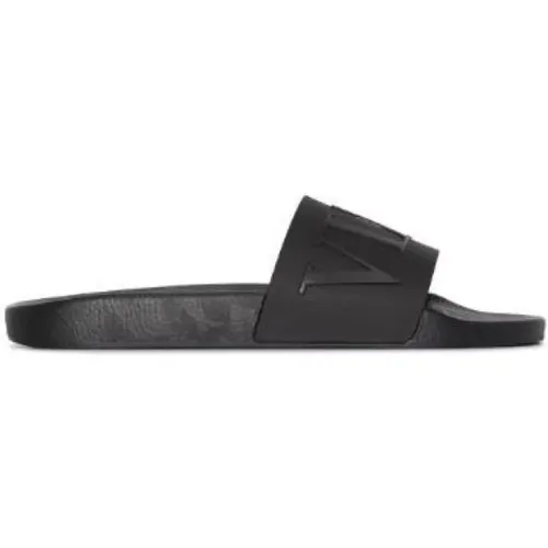 Slide Slippers with Embossed Logo , male, Sizes: 5 UK, 8 UK, 7 UK, 10 UK, 9 UK - Valentino - Modalova